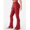 imageYEOREO Flare Split Hem Leggings for Women Tummy Control Workout Leggings Nasreen Hidden Scrunch Bootcut Gym Yoga PantsRed