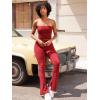 imageYEOREO Flare Split Hem Leggings for Women Tummy Control Workout Leggings Nasreen Hidden Scrunch Bootcut Gym Yoga PantsRed