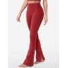 imageYEOREO Flare Split Hem Leggings for Women Tummy Control Workout Leggings Nasreen Hidden Scrunch Bootcut Gym Yoga PantsRed