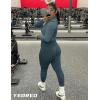 imageYEOREO Leggings for Women Hidden Scrunch High Waisted Yoga Pants V Cross Tummy Control Craze Compression WorkoutBlue Green