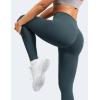 imageYEOREO Leggings for Women Hidden Scrunch High Waisted Yoga Pants V Cross Tummy Control Craze Compression WorkoutBlue Green
