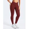 imageYEOREO Leggings for Women Hidden Scrunch High Waisted Yoga Pants V Cross Tummy Control Craze Compression WorkoutBurgundy