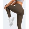 imageYEOREO Leggings for Women Hidden Scrunch High Waisted Yoga Pants V Cross Tummy Control Craze Compression WorkoutCoffee