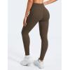 imageYEOREO Leggings for Women Hidden Scrunch High Waisted Yoga Pants V Cross Tummy Control Craze Compression WorkoutCoffee