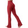 imageYEOREO Flare Split Hem Leggings for Women Tummy Control Workout Leggings Nasreen Hidden Scrunch Bootcut Gym Yoga PantsRed