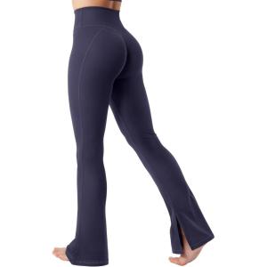 imageYEOREO Flare Split Hem Leggings for Women Tummy Control Workout Leggings Nasreen Hidden Scrunch Bootcut Gym Yoga PantsNavy Blue