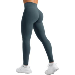 imageYEOREO Leggings for Women Hidden Scrunch High Waisted Yoga Pants V Cross Tummy Control Craze Compression WorkoutBlue Green