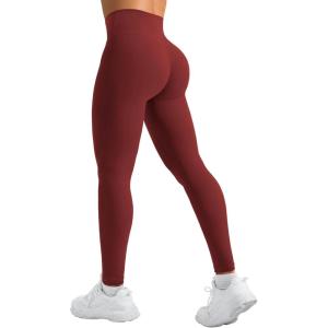 imageYEOREO Leggings for Women Hidden Scrunch High Waisted Yoga Pants V Cross Tummy Control Craze Compression WorkoutBurgundy