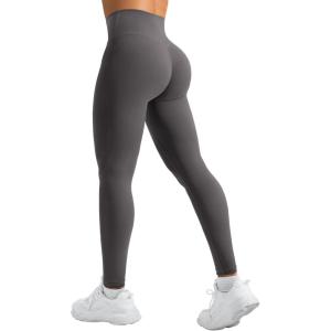 imageYEOREO Leggings for Women Hidden Scrunch High Waisted Yoga Pants V Cross Tummy Control Craze Compression WorkoutDark Grey