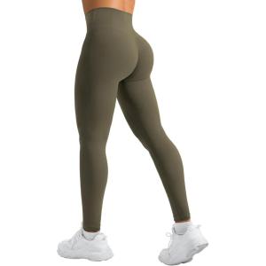 imageYEOREO Leggings for Women Hidden Scrunch High Waisted Yoga Pants V Cross Tummy Control Craze Compression WorkoutOlive Green