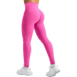 imageYEOREO Leggings for Women Hidden Scrunch High Waisted Yoga Pants V Cross Tummy Control Craze Compression WorkoutRose Red