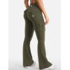 imageYEOREO CoreFlex Women Workout Flare Leggings with Pockets Hidden Scrunch High Waisted Cargo Gym Yoga No Front Seam LeggingsArmy Green