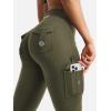imageYEOREO CoreFlex Women Workout Flare Leggings with Pockets Hidden Scrunch High Waisted Cargo Gym Yoga No Front Seam LeggingsArmy Green