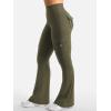 imageYEOREO CoreFlex Women Workout Flare Leggings with Pockets Hidden Scrunch High Waisted Cargo Gym Yoga No Front Seam LeggingsArmy Green