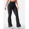 imageYEOREO CoreFlex Women Workout Flare Leggings with Pockets Hidden Scrunch High Waisted Cargo Gym Yoga No Front Seam LeggingsBlack
