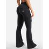 imageYEOREO CoreFlex Women Workout Flare Leggings with Pockets Hidden Scrunch High Waisted Cargo Gym Yoga No Front Seam LeggingsBlack