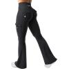 imageYEOREO CoreFlex Women Workout Flare Leggings with Pockets Hidden Scrunch High Waisted Cargo Gym Yoga No Front Seam LeggingsBlack