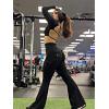 imageYEOREO CoreFlex Women Workout Flare Leggings with Pockets Hidden Scrunch High Waisted Cargo Gym Yoga No Front Seam LeggingsBlack