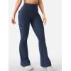 imageYEOREO CoreFlex Women Workout Flare Leggings with Pockets Hidden Scrunch High Waisted Cargo Gym Yoga No Front Seam LeggingsBlue Navy