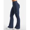 imageYEOREO CoreFlex Women Workout Flare Leggings with Pockets Hidden Scrunch High Waisted Cargo Gym Yoga No Front Seam LeggingsBlue Navy