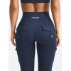 imageYEOREO CoreFlex Women Workout Flare Leggings with Pockets Hidden Scrunch High Waisted Cargo Gym Yoga No Front Seam LeggingsBlue Navy