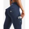 imageYEOREO CoreFlex Women Workout Flare Leggings with Pockets Hidden Scrunch High Waisted Cargo Gym Yoga No Front Seam LeggingsBlue Navy