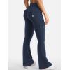 imageYEOREO CoreFlex Women Workout Flare Leggings with Pockets Hidden Scrunch High Waisted Cargo Gym Yoga No Front Seam LeggingsBlue Navy