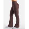 imageYEOREO CoreFlex Women Workout Flare Leggings with Pockets Hidden Scrunch High Waisted Cargo Gym Yoga No Front Seam LeggingsBrown