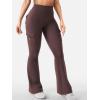 imageYEOREO CoreFlex Women Workout Flare Leggings with Pockets Hidden Scrunch High Waisted Cargo Gym Yoga No Front Seam LeggingsBrown