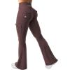 imageYEOREO CoreFlex Women Workout Flare Leggings with Pockets Hidden Scrunch High Waisted Cargo Gym Yoga No Front Seam LeggingsBrown