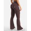 imageYEOREO CoreFlex Women Workout Flare Leggings with Pockets Hidden Scrunch High Waisted Cargo Gym Yoga No Front Seam LeggingsBrown