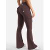 imageYEOREO CoreFlex Women Workout Flare Leggings with Pockets Hidden Scrunch High Waisted Cargo Gym Yoga No Front Seam LeggingsBrown