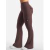 imageYEOREO CoreFlex Women Workout Flare Leggings with Pockets Hidden Scrunch High Waisted Cargo Gym Yoga No Front Seam LeggingsBrown