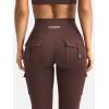 imageYEOREO CoreFlex Women Workout Flare Leggings with Pockets Hidden Scrunch High Waisted Cargo Gym Yoga No Front Seam LeggingsChocolate
