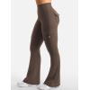 imageYEOREO CoreFlex Women Workout Flare Leggings with Pockets Hidden Scrunch High Waisted Cargo Gym Yoga No Front Seam LeggingsCoffee