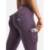 imageYEOREO CoreFlex Women Workout Flare Leggings with Pockets Hidden Scrunch High Waisted Cargo Gym Yoga No Front Seam LeggingsDark Berry