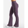 imageYEOREO CoreFlex Women Workout Flare Leggings with Pockets Hidden Scrunch High Waisted Cargo Gym Yoga No Front Seam LeggingsDark Berry