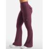 imageYEOREO CoreFlex Women Workout Flare Leggings with Pockets Hidden Scrunch High Waisted Cargo Gym Yoga No Front Seam LeggingsDark Cherry