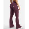 imageYEOREO CoreFlex Women Workout Flare Leggings with Pockets Hidden Scrunch High Waisted Cargo Gym Yoga No Front Seam LeggingsDark Cherry