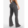 imageYEOREO CoreFlex Women Workout Flare Leggings with Pockets Hidden Scrunch High Waisted Cargo Gym Yoga No Front Seam LeggingsDark Grey