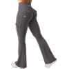 imageYEOREO CoreFlex Women Workout Flare Leggings with Pockets Hidden Scrunch High Waisted Cargo Gym Yoga No Front Seam LeggingsDark Grey