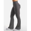 imageYEOREO CoreFlex Women Workout Flare Leggings with Pockets Hidden Scrunch High Waisted Cargo Gym Yoga No Front Seam LeggingsDark Grey