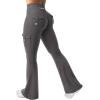 imageYEOREO CoreFlex Women Workout Flare Leggings with Pockets Hidden Scrunch High Waisted Cargo Gym Yoga No Front Seam LeggingsDark Grey