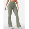 imageYEOREO CoreFlex Women Workout Flare Leggings with Pockets Hidden Scrunch High Waisted Cargo Gym Yoga No Front Seam LeggingsLight Army Green
