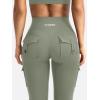 imageYEOREO CoreFlex Women Workout Flare Leggings with Pockets Hidden Scrunch High Waisted Cargo Gym Yoga No Front Seam LeggingsLight Army Green