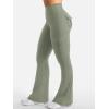 imageYEOREO CoreFlex Women Workout Flare Leggings with Pockets Hidden Scrunch High Waisted Cargo Gym Yoga No Front Seam LeggingsLight Army Green