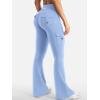 imageYEOREO CoreFlex Women Workout Flare Leggings with Pockets Hidden Scrunch High Waisted Cargo Gym Yoga No Front Seam LeggingsLight Blue