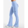 imageYEOREO CoreFlex Women Workout Flare Leggings with Pockets Hidden Scrunch High Waisted Cargo Gym Yoga No Front Seam LeggingsLight Blue