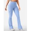 imageYEOREO CoreFlex Women Workout Flare Leggings with Pockets Hidden Scrunch High Waisted Cargo Gym Yoga No Front Seam LeggingsLight Blue