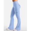 imageYEOREO CoreFlex Women Workout Flare Leggings with Pockets Hidden Scrunch High Waisted Cargo Gym Yoga No Front Seam LeggingsLight Blue